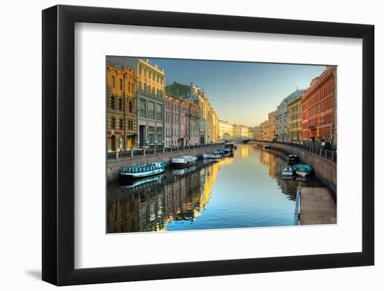 River Channel with Boats in Saint-Petersburg. Spring-Sergei Butorin-Framed Photographic Print