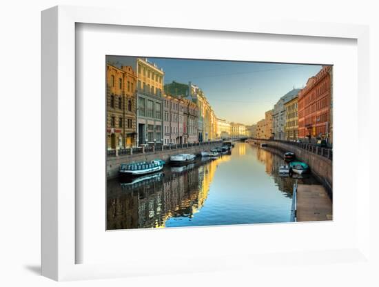 River Channel with Boats in Saint-Petersburg. Spring-Sergei Butorin-Framed Photographic Print