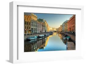 River Channel with Boats in Saint-Petersburg. Spring-Sergei Butorin-Framed Photographic Print