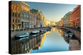 River Channel with Boats in Saint-Petersburg. Spring-Sergei Butorin-Stretched Canvas