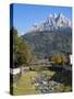 River Cismon, in the background Pale di San Martino. Trentino, Italy.-Martin Zwick-Stretched Canvas