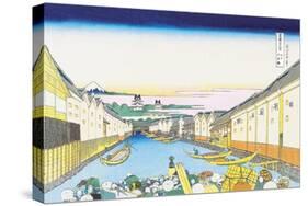 River Commerce-Katsushika Hokusai-Stretched Canvas