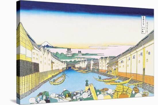 River Commerce-Katsushika Hokusai-Stretched Canvas