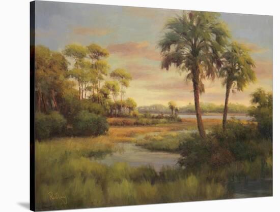 River Cove With Palms I-R Rutley-Stretched Canvas