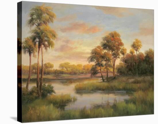 River Cove With Palms II-R Rutley-Stretched Canvas