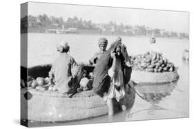 River Craft Laden with Melons, Tigris River, 1917-1919-null-Stretched Canvas