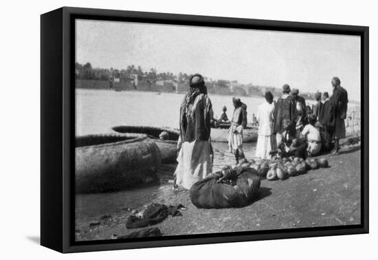 River Craft Laden with Melons, Tigris River, Baghdad, Iraq, 1917-1919-null-Framed Stretched Canvas