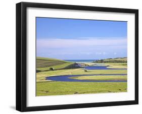 River Cuckmere Meets English Channel, Cuckmere Haven, East Sussex, South Downs Nat'l Park, England-Peter Barritt-Framed Photographic Print