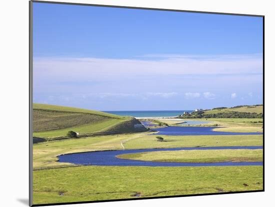 River Cuckmere Meets English Channel, Cuckmere Haven, East Sussex, South Downs Nat'l Park, England-Peter Barritt-Mounted Photographic Print