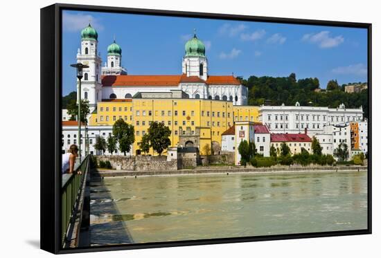 River Danube, Passau, Bavaria, Germany, Europe-Michael Runkel-Framed Stretched Canvas