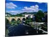 River Dee Flowing Under Bridge Through Town, Llangollen, United Kingdom-Anders Blomqvist-Stretched Canvas