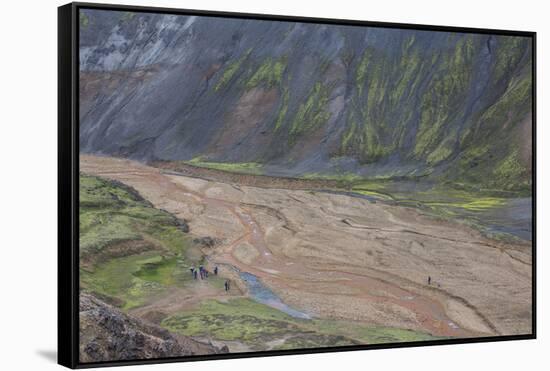 River Delta Running Through a Mountain Range, Landmannalaugar, Iceland-Gavriel Jecan-Framed Stretched Canvas