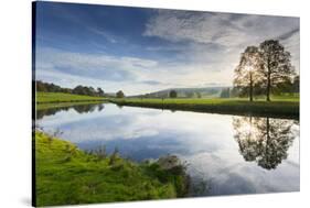 River Derwent in Chatsworth Park, Peak District National Park, Derbyshire, England, United Kingdom,-Frank Fell-Stretched Canvas