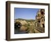 River Dordogne and Village Houses, La Roque Gageac, Aquitaine, France-Michael Busselle-Framed Photographic Print
