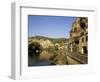 River Dordogne and Village Houses, La Roque Gageac, Aquitaine, France-Michael Busselle-Framed Photographic Print