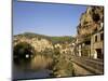 River Dordogne and Village Houses, La Roque Gageac, Aquitaine, France-Michael Busselle-Mounted Photographic Print