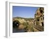 River Dordogne and Village Houses, La Roque Gageac, Aquitaine, France-Michael Busselle-Framed Photographic Print