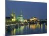 River Elbe and City Skyline at Night at Dresden, Saxony, Germany, Europe-Hans Peter Merten-Mounted Photographic Print