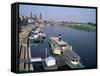 River Elbe and City Skyline, Dresden, Saxony, Germany-Hans Peter Merten-Framed Stretched Canvas