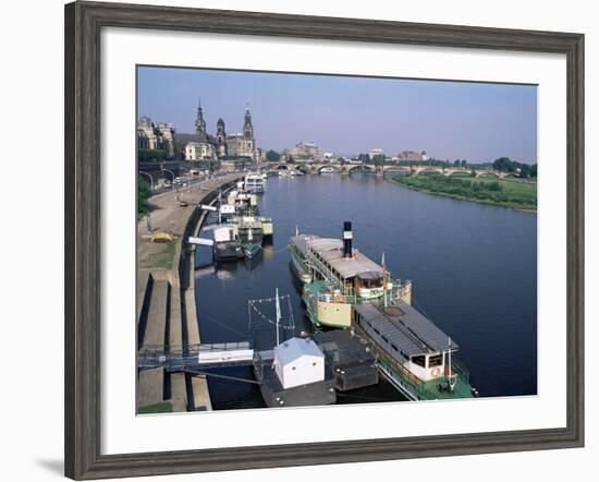 River Elbe and City Skyline, Dresden, Saxony, Germany-Hans Peter Merten-Framed Photographic Print