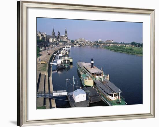 River Elbe and City Skyline, Dresden, Saxony, Germany-Hans Peter Merten-Framed Photographic Print