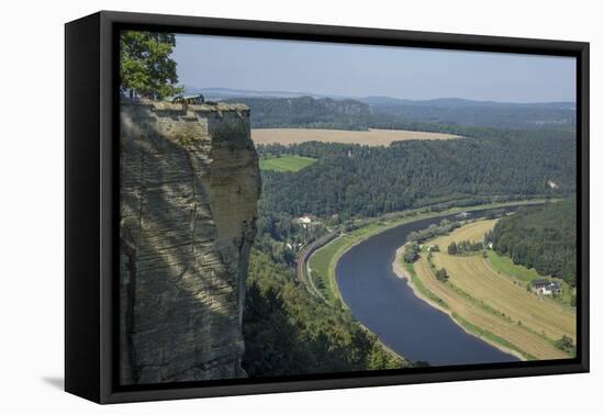 River Elbe from Schloss Konigstein, Saxony, Germany, Europe-Rolf Richardson-Framed Stretched Canvas
