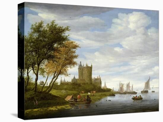 River Estuary with a Castle-Salomon van Ruisdael or Ruysdael-Stretched Canvas
