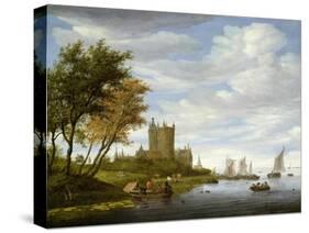 River Estuary with a Castle-Salomon van Ruisdael or Ruysdael-Stretched Canvas