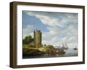 River Estuary with Watchtower-Salomon van Ruisdael or Ruysdael-Framed Giclee Print