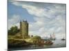 River Estuary with Watchtower-Salomon van Ruisdael or Ruysdael-Mounted Giclee Print