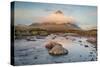 River Etive and a Cloud Swathed Buachaille Etive Mor, Glen Coe, Scottish Highlands, Scotland-Stewart Smith-Stretched Canvas