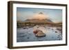 River Etive and a Cloud Swathed Buachaille Etive Mor, Glen Coe, Scottish Highlands, Scotland-Stewart Smith-Framed Photographic Print