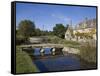 River Eye, Lower Slaughter Village, the Cotswolds, Gloucestershire, England, United Kingdom, Europe-Roy Rainford-Framed Stretched Canvas