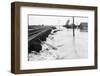 River Flood Waters Wash around Rr Trestl-null-Framed Photographic Print