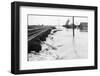 River Flood Waters Wash around Rr Trestl-null-Framed Photographic Print