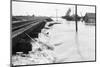 River Flood Waters Wash around Rr Trestl-null-Mounted Photographic Print