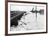 River Flood Waters Wash around Rr Trestl-null-Framed Photographic Print