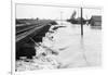 River Flood Waters Wash around Rr Trestl-null-Framed Photographic Print