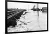 River Flood Waters Wash around Rr Trestl-null-Framed Photographic Print