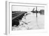 River Flood Waters Wash around Rr Trestl-null-Framed Photographic Print