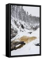 River Flowing in Snowy Winter Forest-Risto0-Framed Stretched Canvas