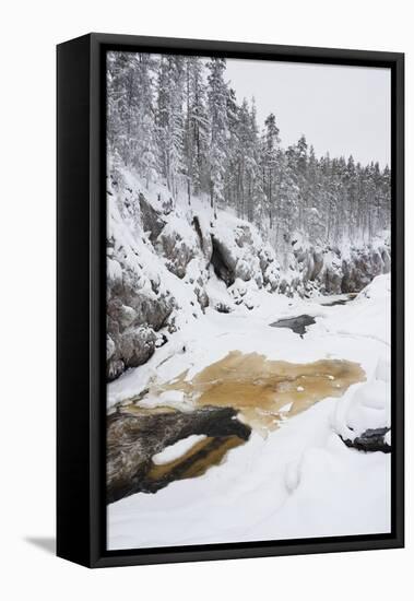 River Flowing in Snowy Winter Forest-Risto0-Framed Stretched Canvas