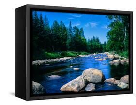 River flowing through a forest, Ausable River, Lake Placid, Adirondack Mountains, Essex County,...-null-Framed Stretched Canvas