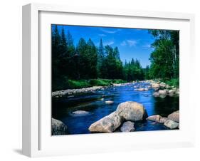 River flowing through a forest, Ausable River, Lake Placid, Adirondack Mountains, Essex County,...-null-Framed Photographic Print