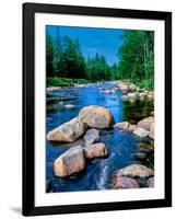 River flowing through a forest, Ausable River, Lake Placid, Adirondack Mountains, Essex County,...-null-Framed Premium Photographic Print