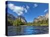 River Flowing Through a Forest, Merced River, Yosemite Valley, Yosemite National Park, Californi...-null-Stretched Canvas