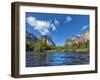 River Flowing Through a Forest, Merced River, Yosemite Valley, Yosemite National Park, Californi...-null-Framed Photographic Print