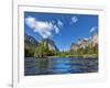 River Flowing Through a Forest, Merced River, Yosemite Valley, Yosemite National Park, Californi...-null-Framed Photographic Print