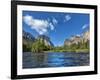 River Flowing Through a Forest, Merced River, Yosemite Valley, Yosemite National Park, Californi...-null-Framed Photographic Print