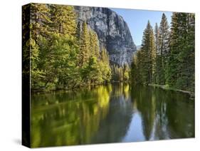 River Flowing Through a Forest, Merced River, Yosemite Valley, Yosemite National Park, Californi...-null-Stretched Canvas